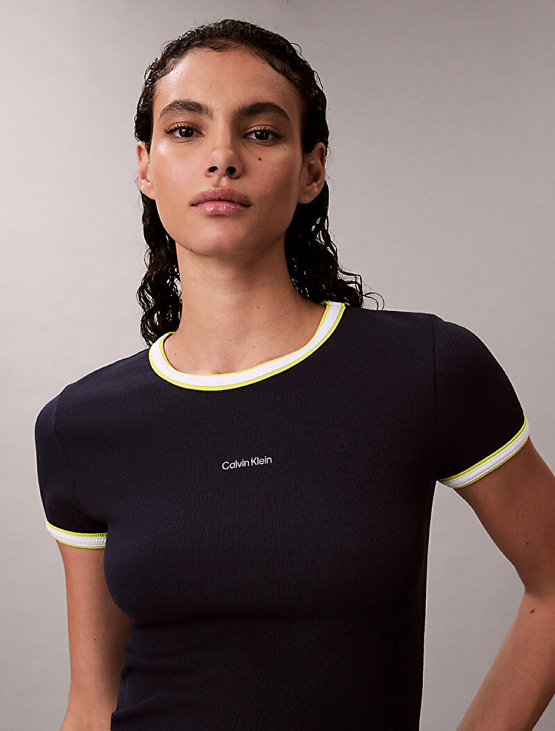 Calvin Klein Lacivert Renkli Kadın Colorblock Cotton T-shirt