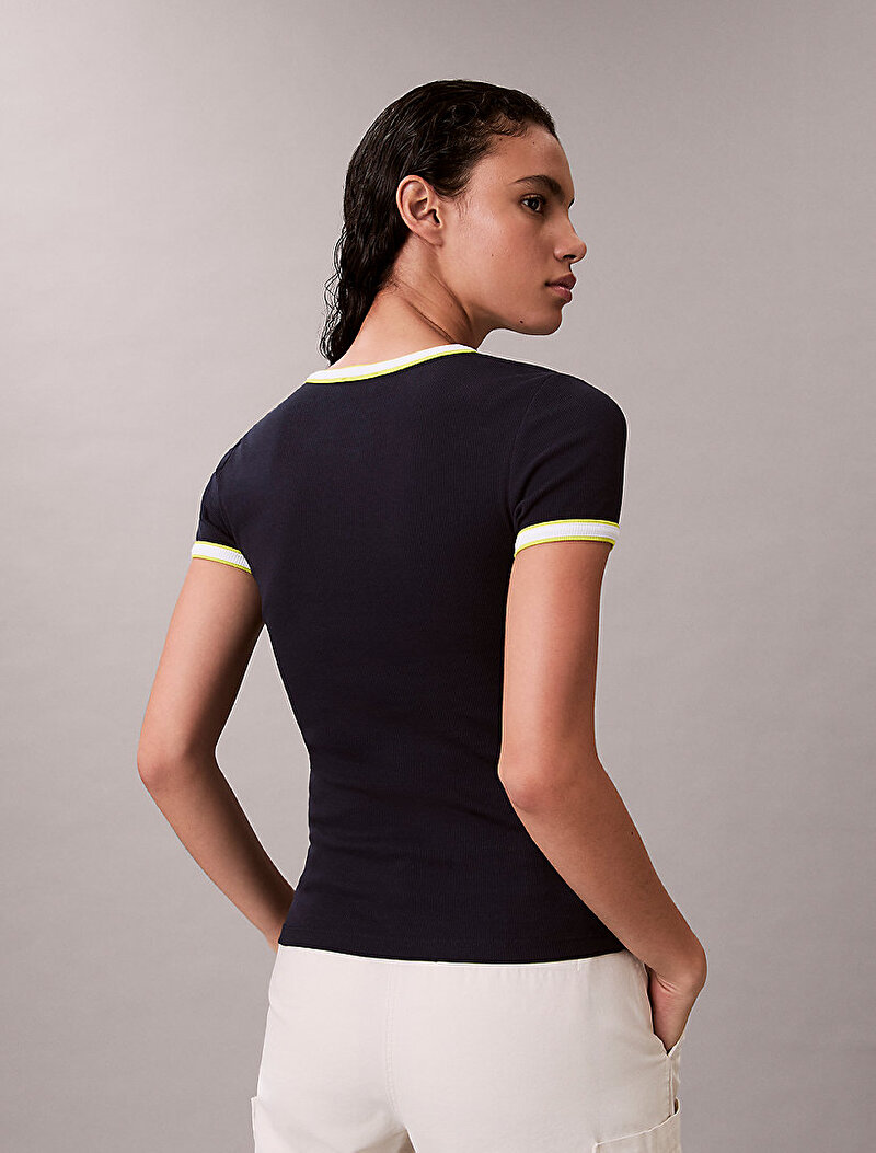 Calvin Klein Lacivert Renkli Kadın Colorblock Cotton T-shirt