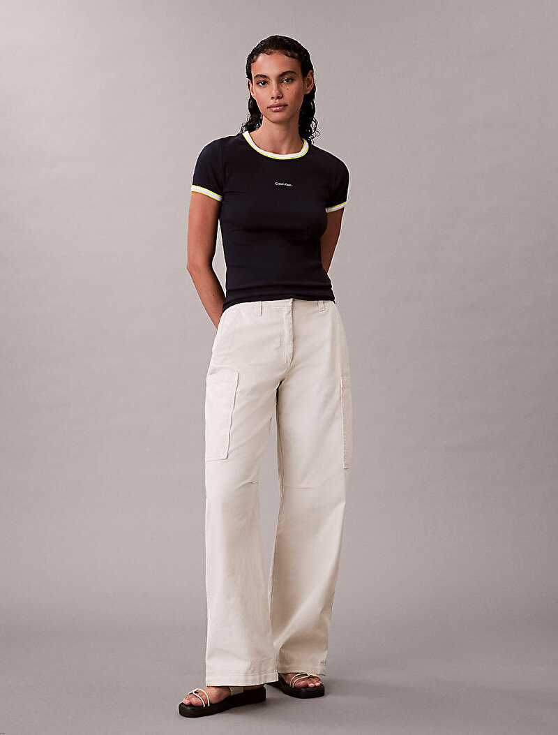 Calvin Klein Lacivert Renkli Kadın Colorblock Cotton T-shirt