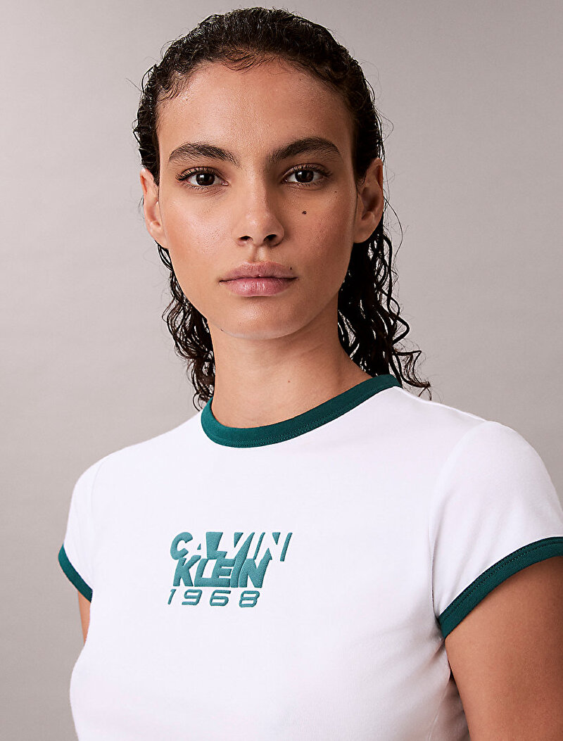 Calvin Klein Beyaz Renkli Kadın 1968 Graphic Baby T-shirt