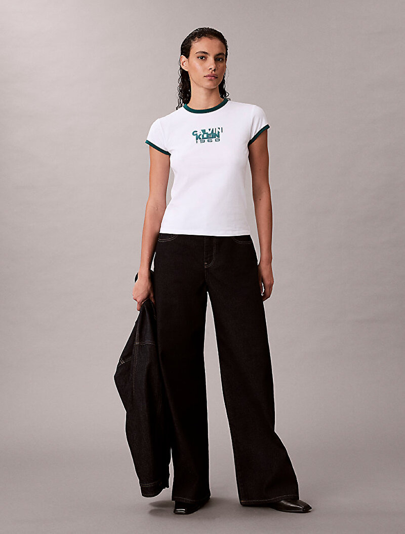 Calvin Klein Beyaz Renkli Kadın 1968 Graphic Baby T-shirt