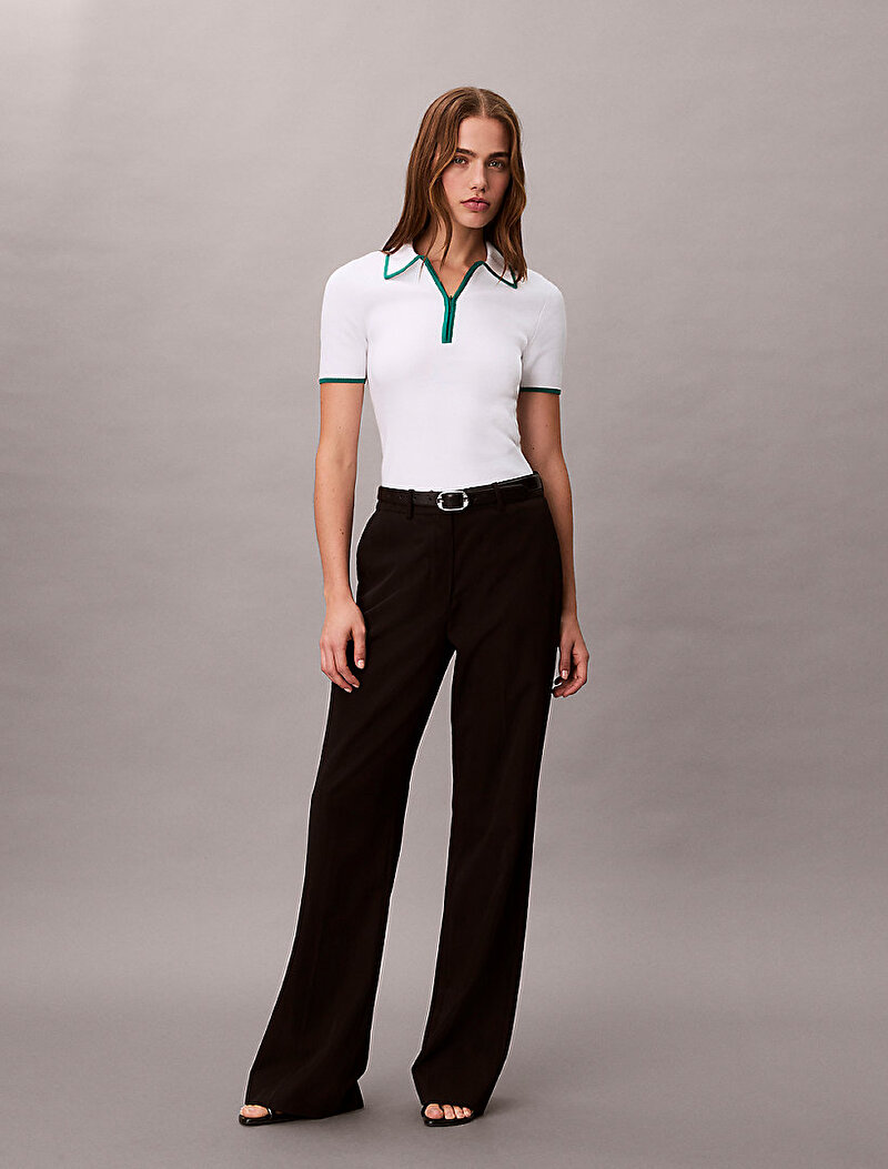 Calvin Klein Beyaz Renkli Kadın Short Sleeve Polo T-shirt