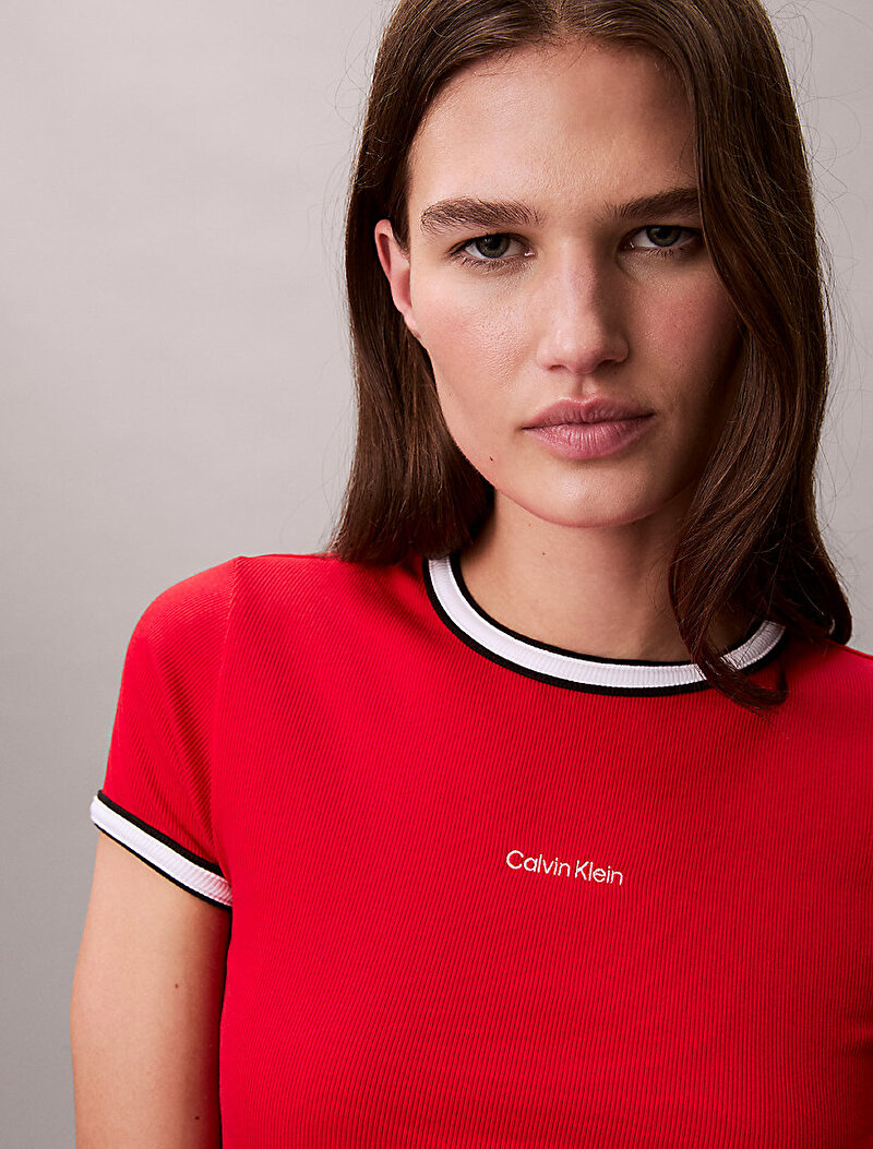 Calvin Klein Kırmızı Renkli Kadın Colorblock Cotton T-shirt