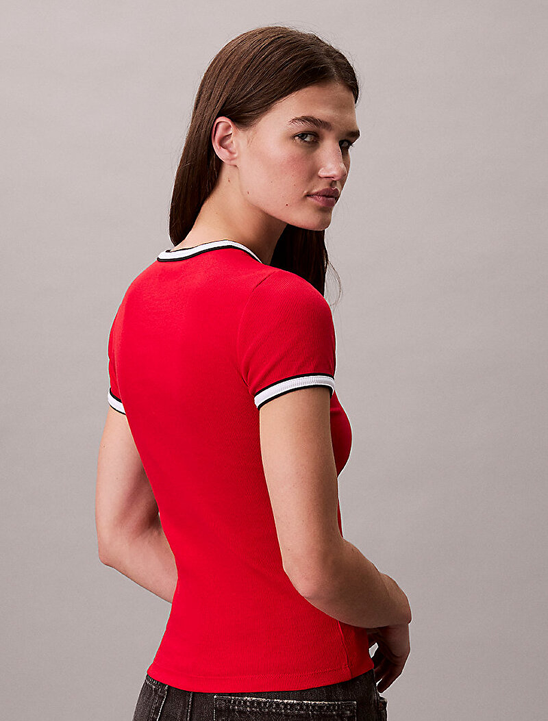 Calvin Klein Kırmızı Renkli Kadın Colorblock Cotton T-shirt