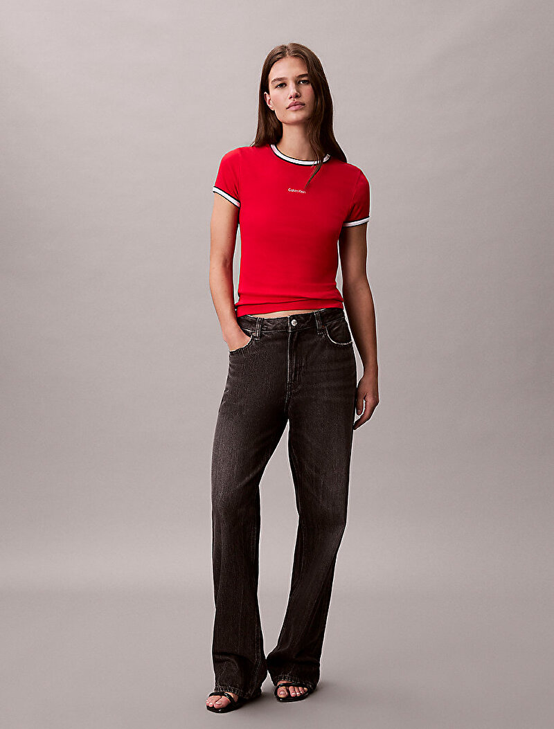 Calvin Klein Kırmızı Renkli Kadın Colorblock Cotton T-shirt