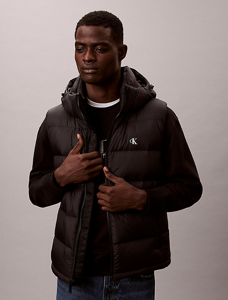 Calvin Klein Siyah Renkli Erkek Naylon Zip Off Yelek