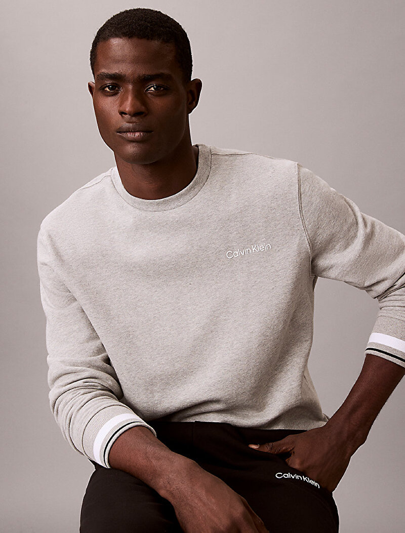 Calvin Klein Gri Renkli Erkek Sweat Top Pullover Sweatshirt