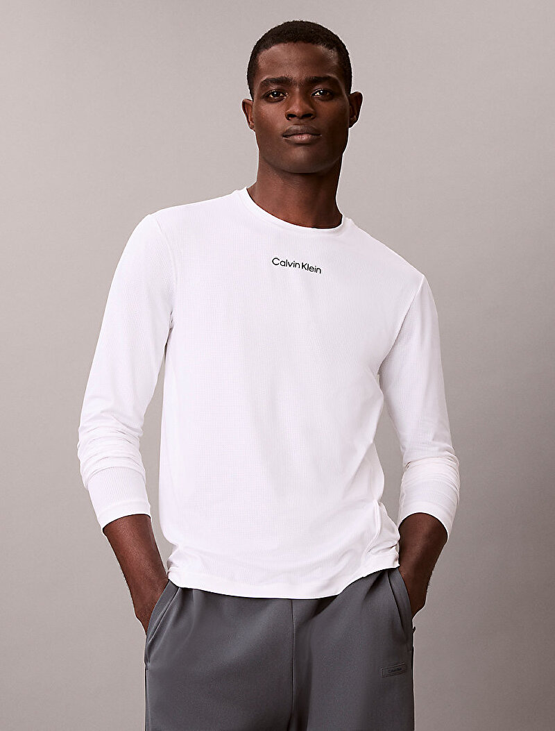 Calvin Klein Beyaz Renkli Erkek Uzun Kollu T-shirt