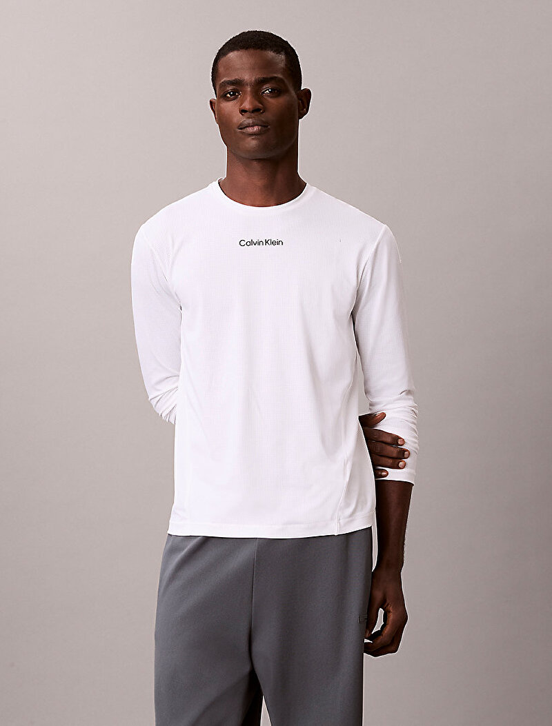 Calvin Klein Beyaz Renkli Erkek Uzun Kollu T-shirt