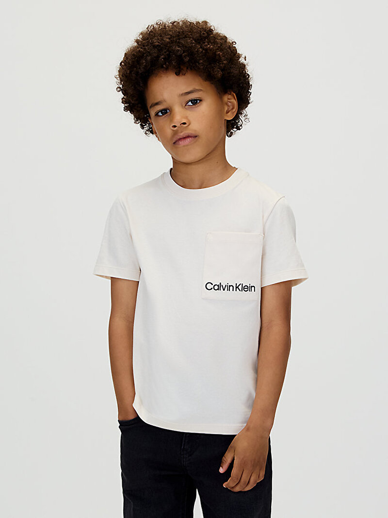 Calvin Klein Bej Renkli Erkek Çocuk Pocket T-shirt