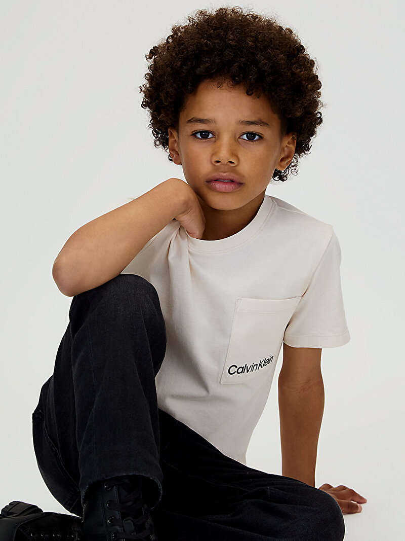 Calvin Klein Bej Renkli Erkek Çocuk Pocket T-shirt