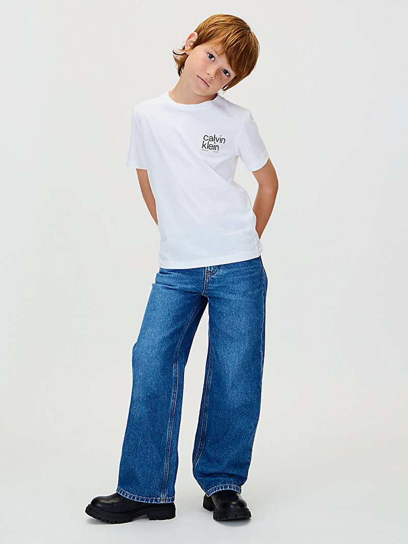 Calvin Klein Beyaz Renkli Erkek Çocuk Regular Small Graphic T-shirt