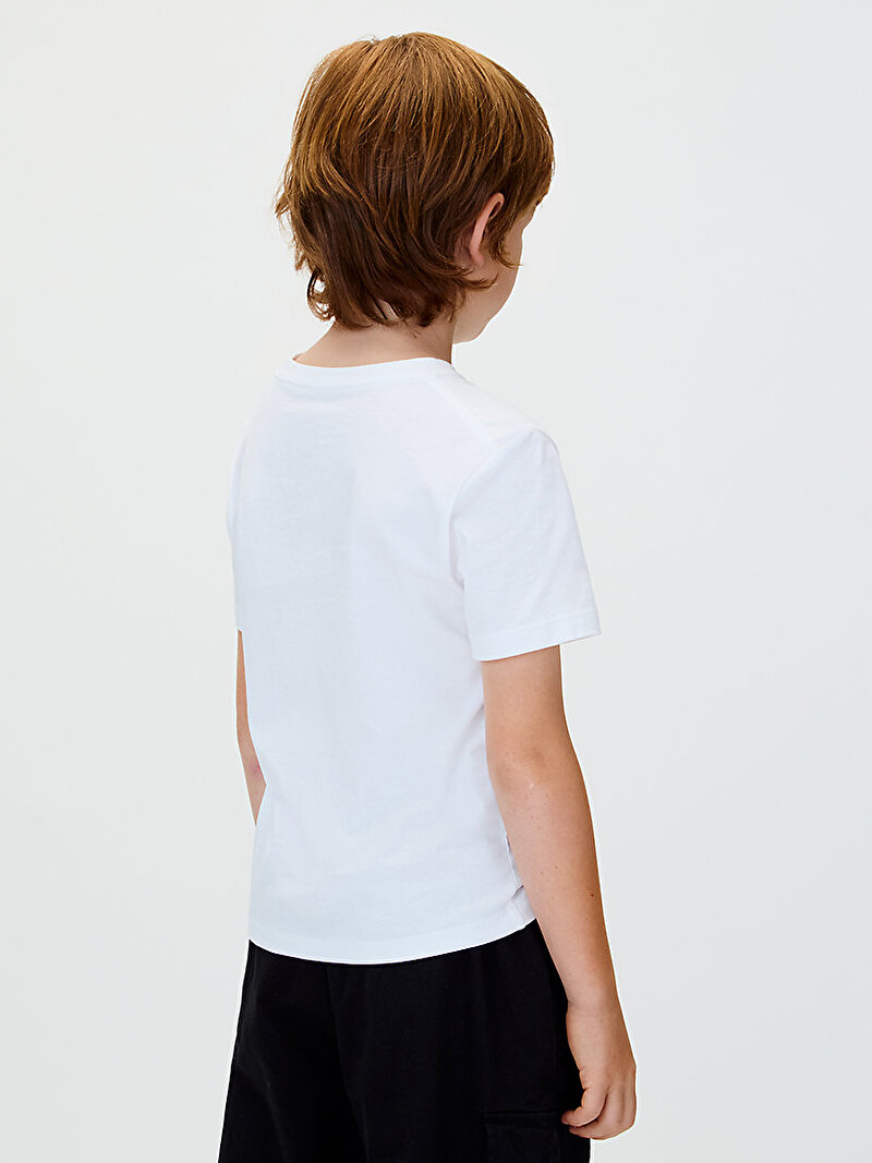 Calvin Klein Beyaz Renkli Çocuk Unisex CK Monogram T-shirt