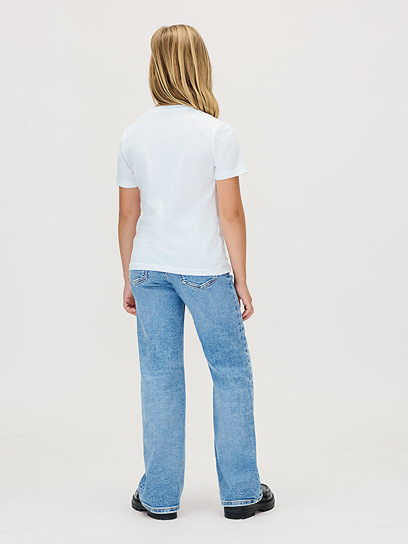 Calvin Klein Beyaz Renkli Çocuk Unisex Chest Monologo T-shirt