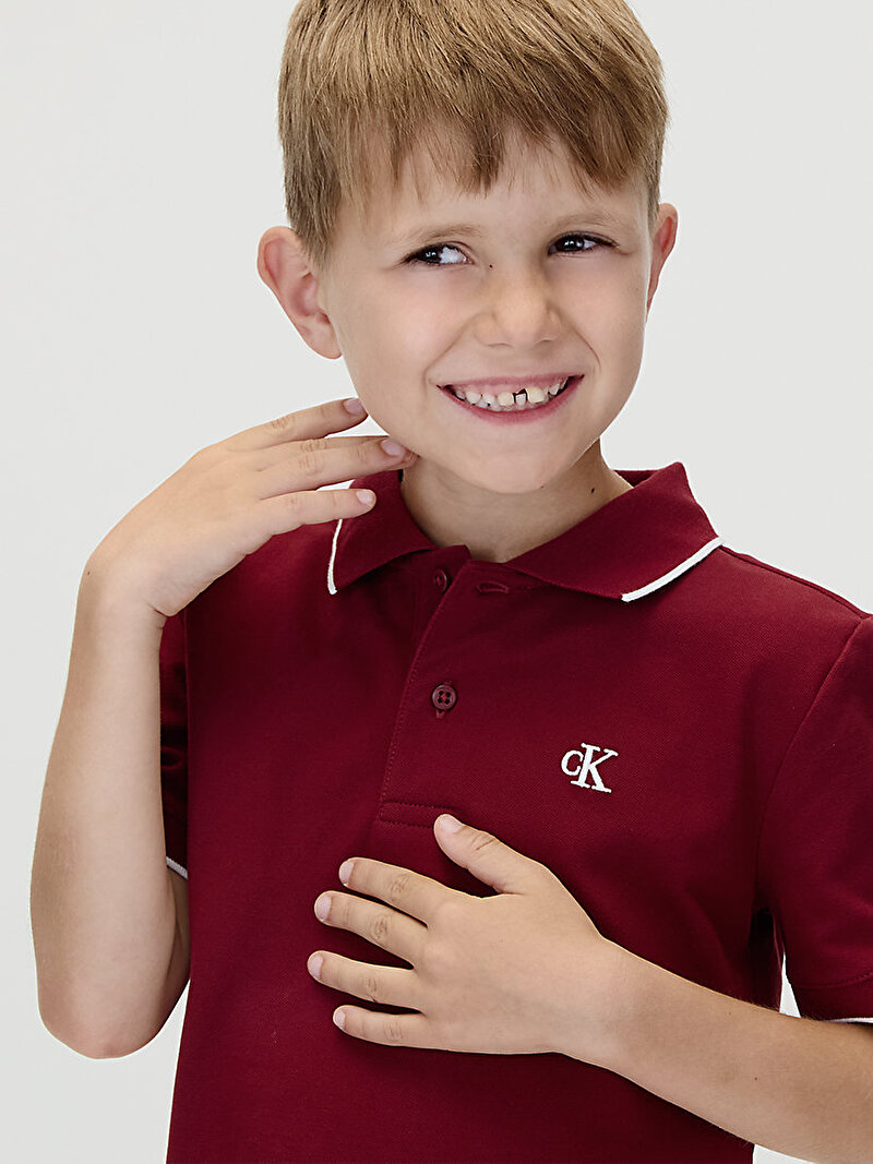 Calvin Klein Kırmızı Renkli Erkek Çocuk Tipping Regular Polo T-shirt
