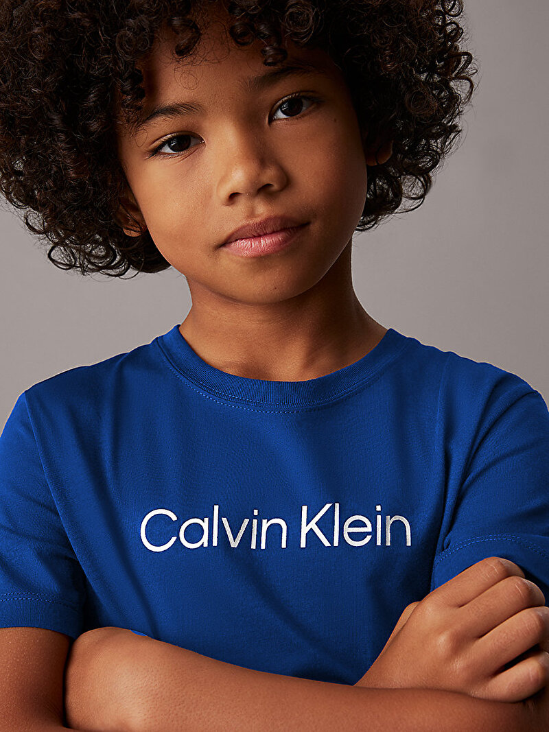 Calvin Klein Mavi Renkli Çocuk Unisex Instant Logo T-shirt