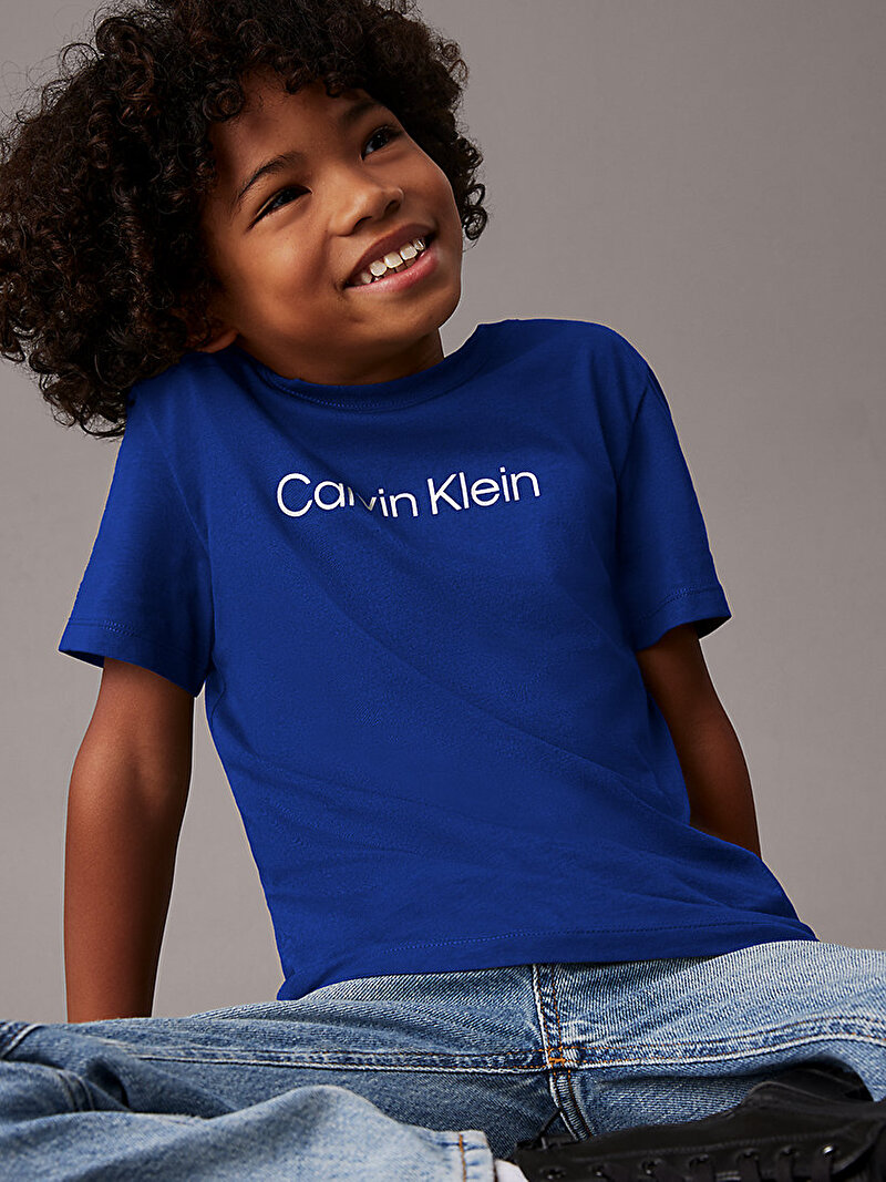Calvin Klein Mavi Renkli Çocuk Unisex Instant Logo T-shirt