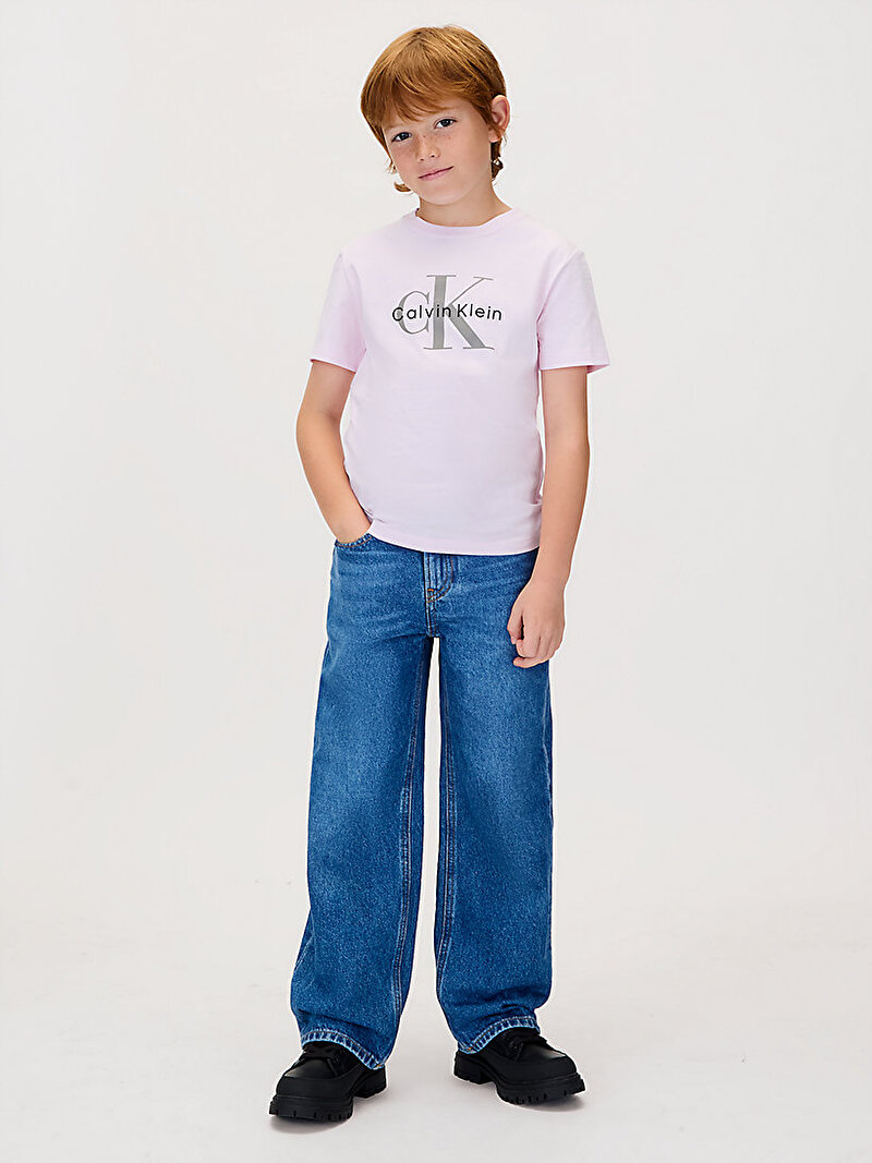 Calvin Klein Mor Renkli Çocuk Unisex CK Monogram T-shirt