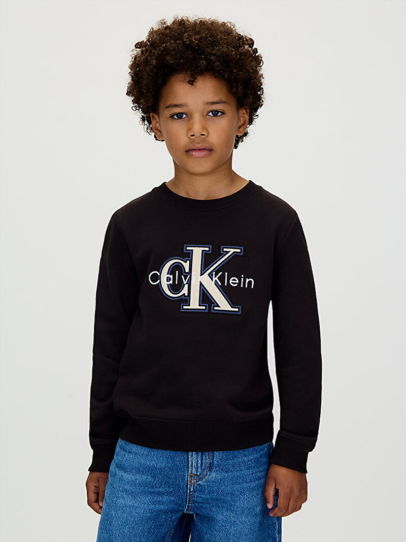 Calvin Klein Siyah Renkli Erkek Çocuk Festive Mono Sweatshirt