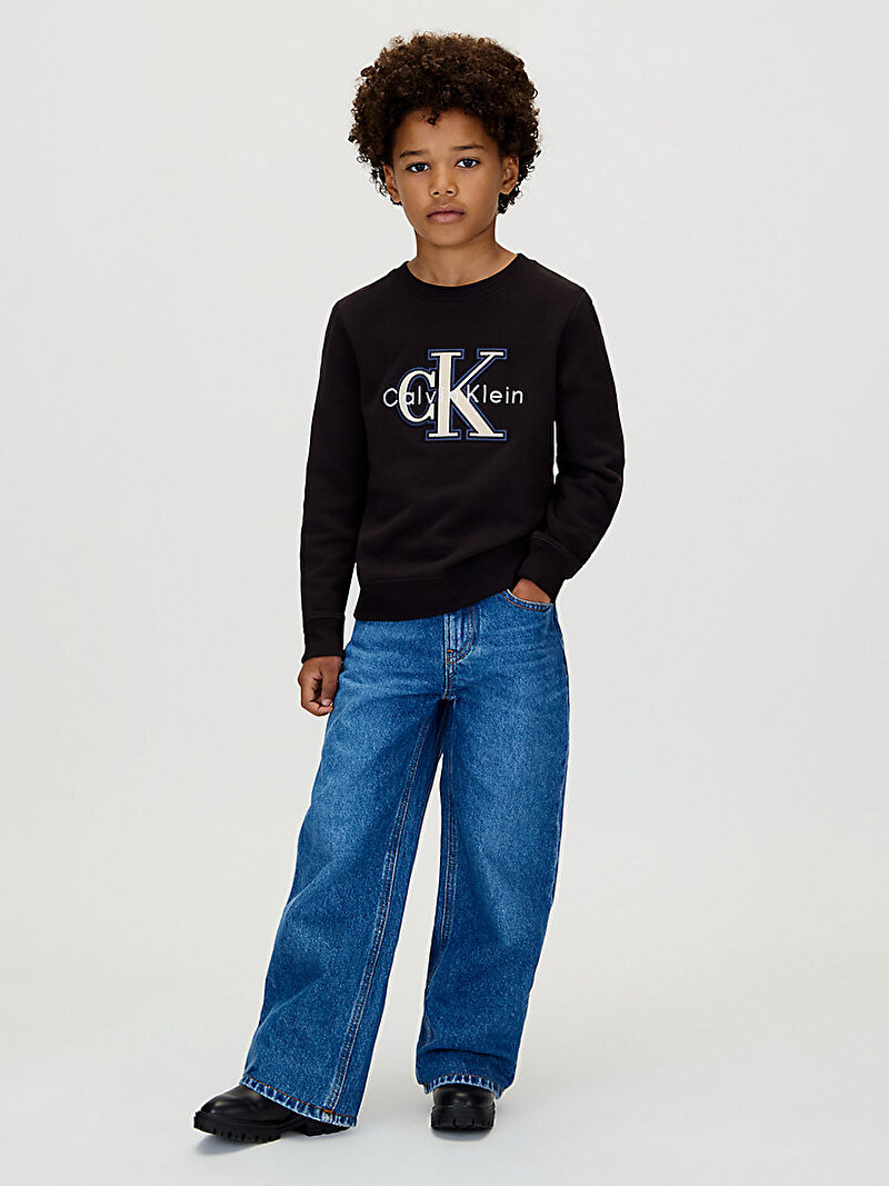 Calvin Klein Siyah Renkli Erkek Çocuk Festive Mono Sweatshirt