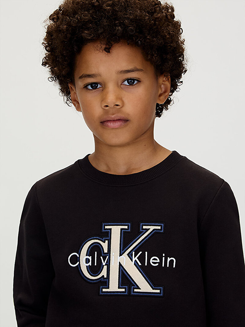 Calvin Klein Siyah Renkli Erkek Çocuk Festive Mono Sweatshirt