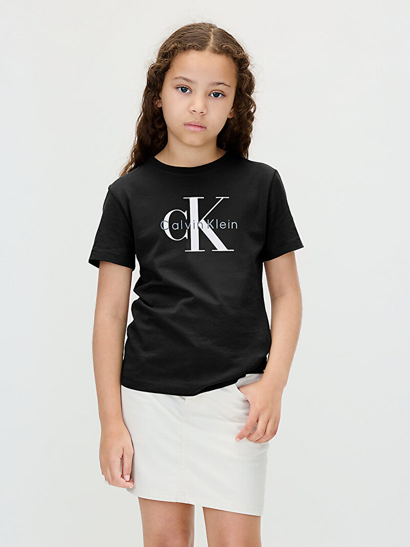 Calvin Klein Siyah Renkli Çocuk Unisex CK Monogram T-shirt