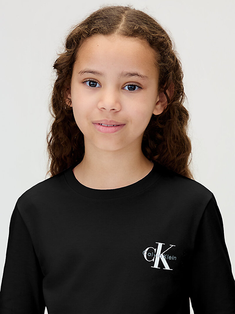 Calvin Klein Siyah Renkli Çocuk Unisex Chest Monologo T-shirt