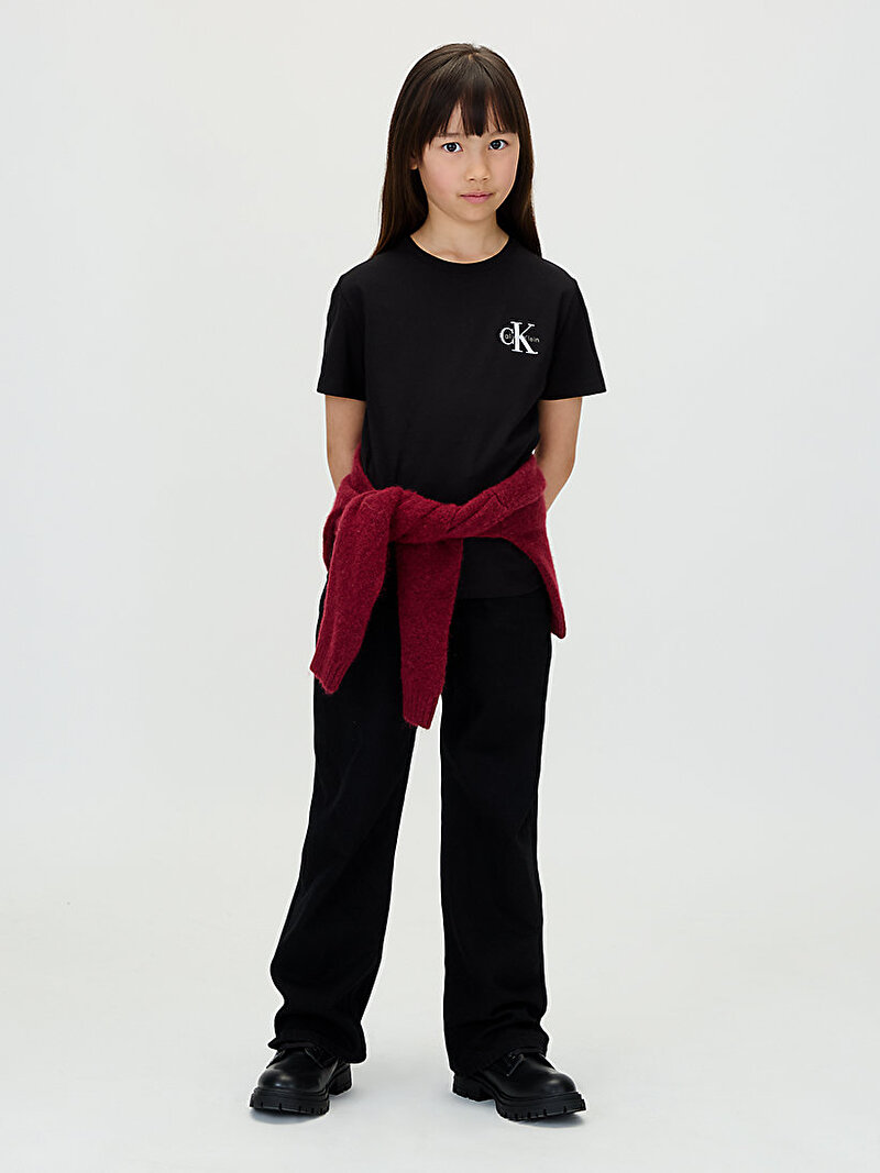 Calvin Klein Siyah Renkli Çocuk Unisex Chest Monologo T-shirt