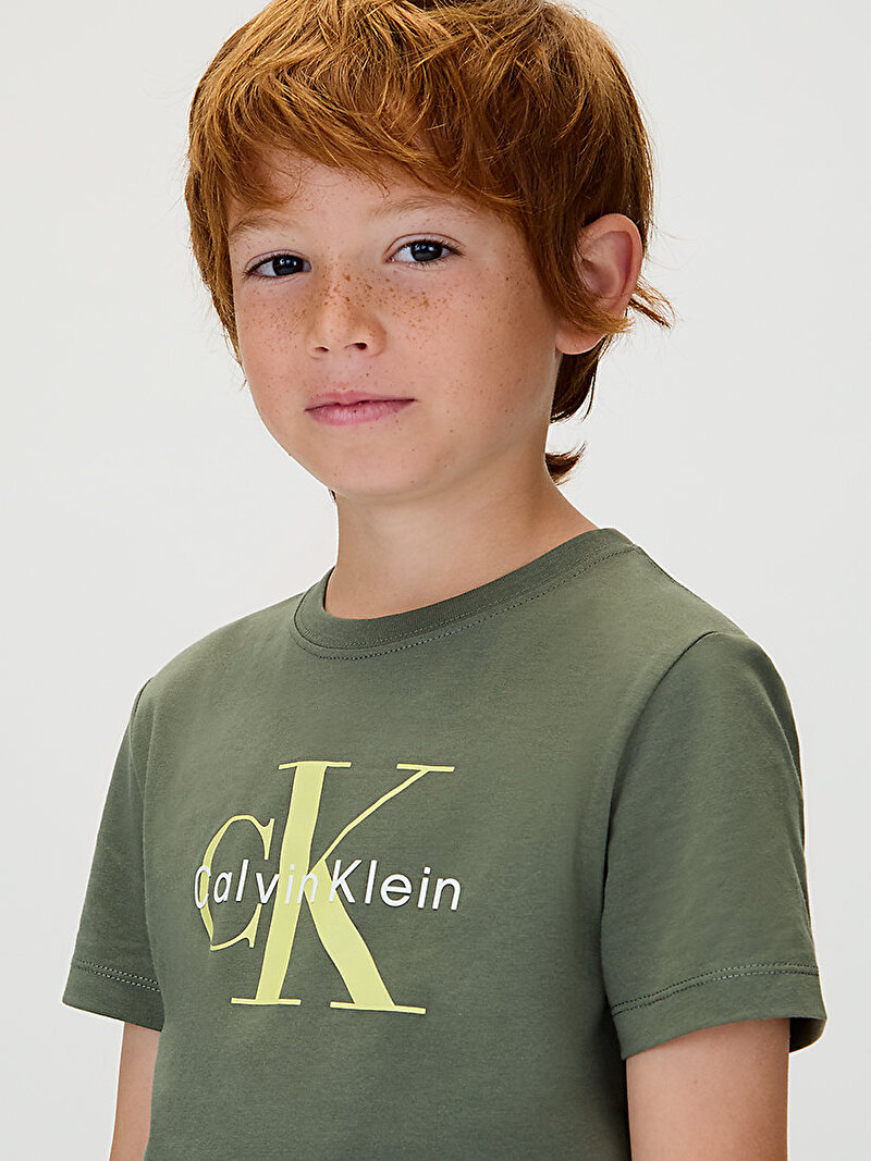 Calvin Klein Yeşil Renkli Çocuk Unisex CK Monogram T-shirt