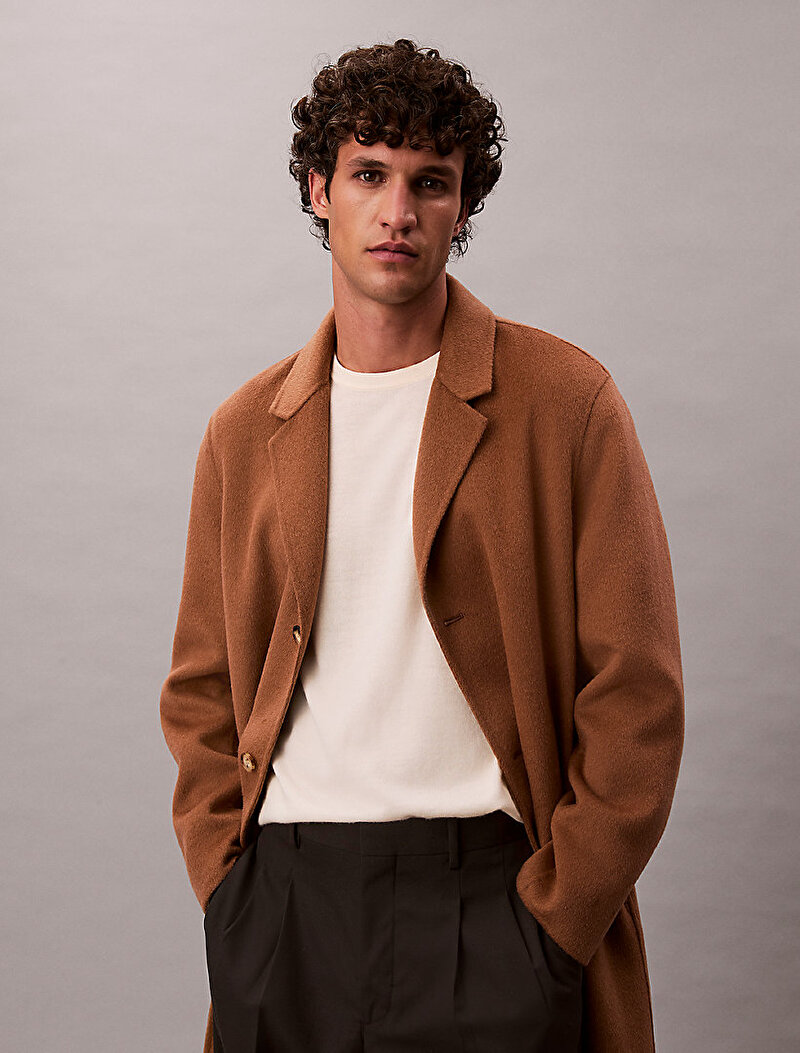 Calvin Klein Bej Renkli Erkek Merino Crew Kazak