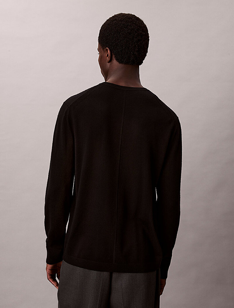Calvin Klein Siyah Renkli Erkek Merino Crew Kazak