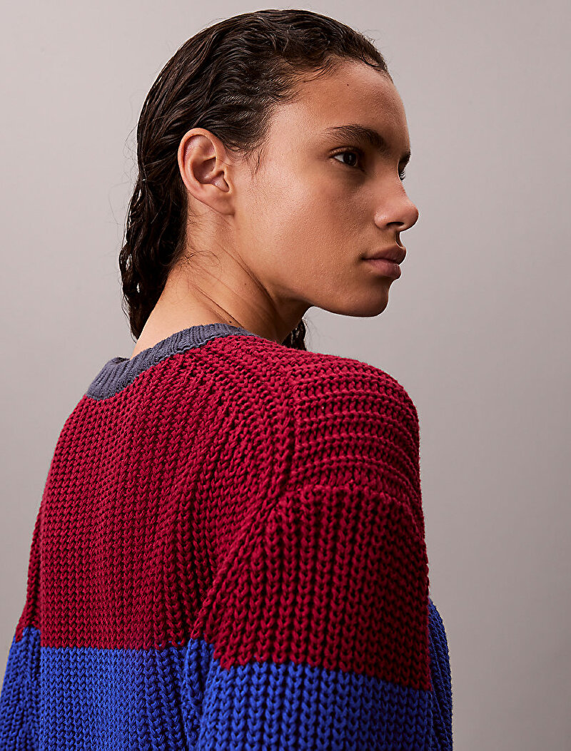 Calvin Klein Çok renkli Renkli Kadın Chunky Stripe Crew Kazak