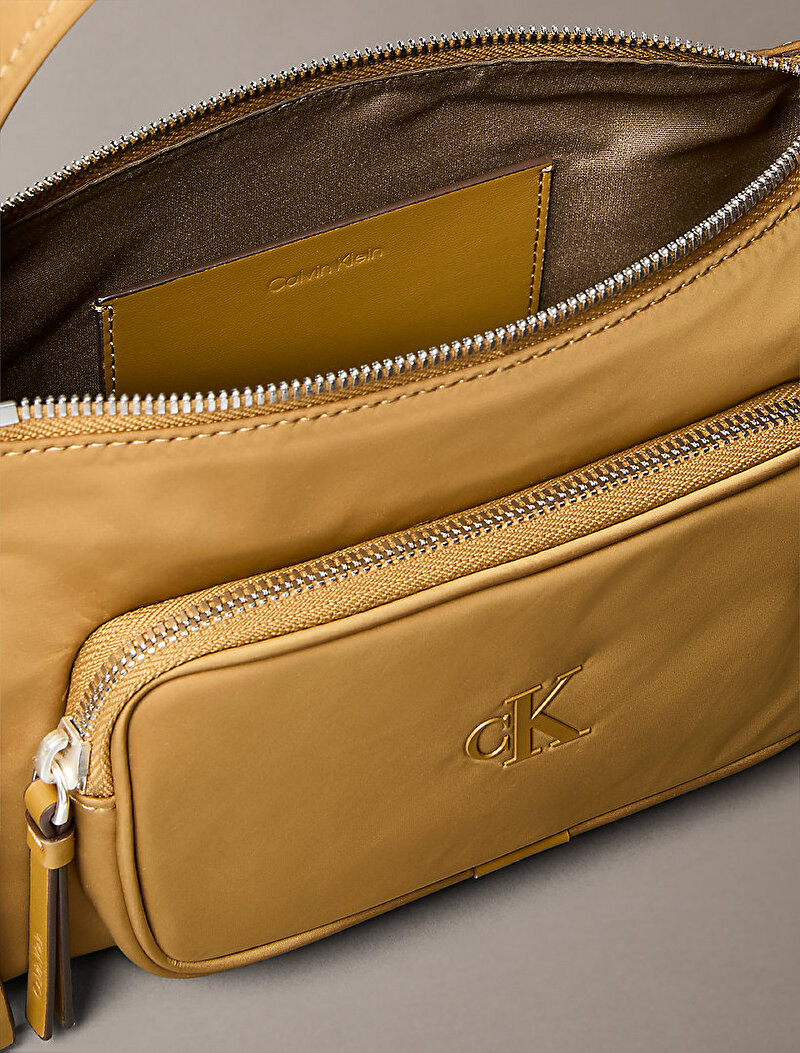 Calvin Klein Bej Renkli Kadın Pocket Naylon Çapraz Çanta