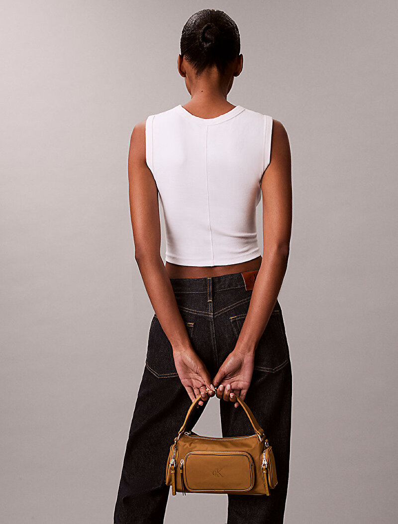 Calvin Klein Bej Renkli Kadın Pocket Naylon Çapraz Çanta