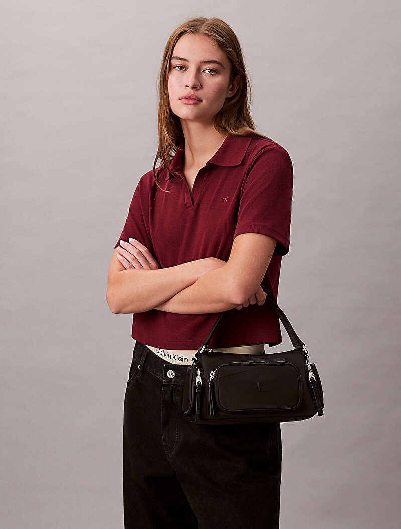 Calvin Klein Siyah Renkli Kadın Pocket Naylon Çapraz Çanta