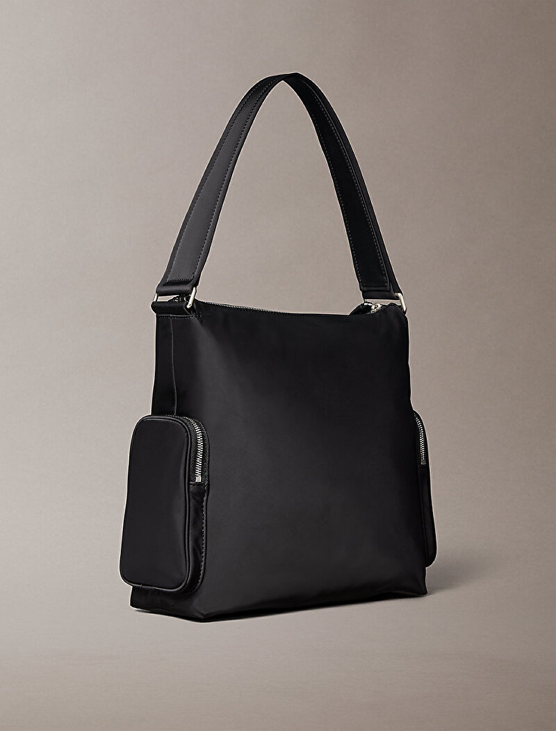 Calvin Klein Siyah Renkli Kadın Pocket Naylon Satchel Çanta