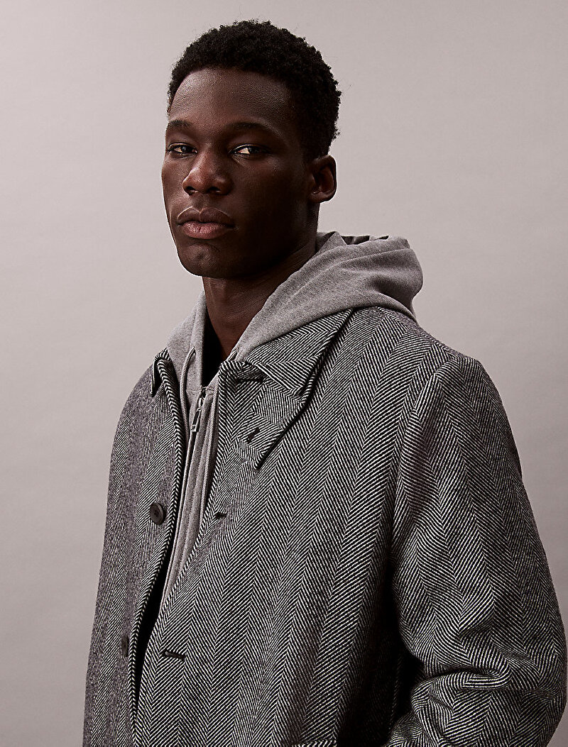 Calvin Klein Siyah Renkli Erkek Tech Wool Blend Kaban