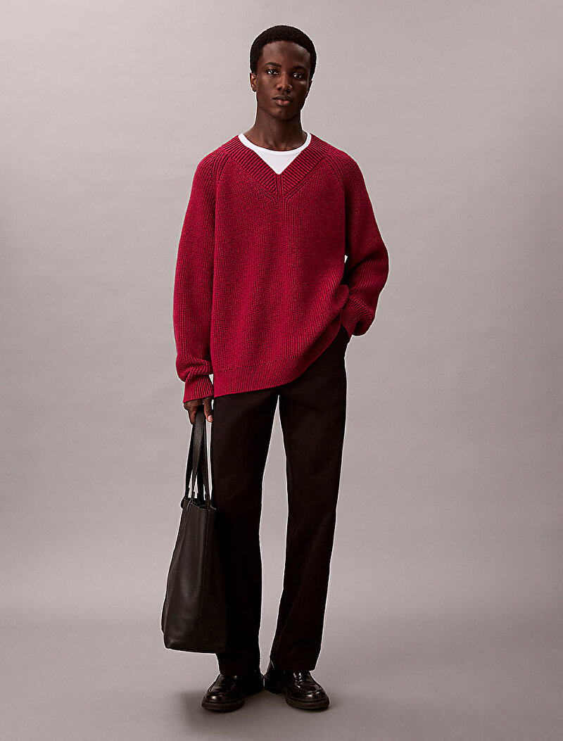 Calvin Klein Kırmızı Renkli Erkek Half Kazak