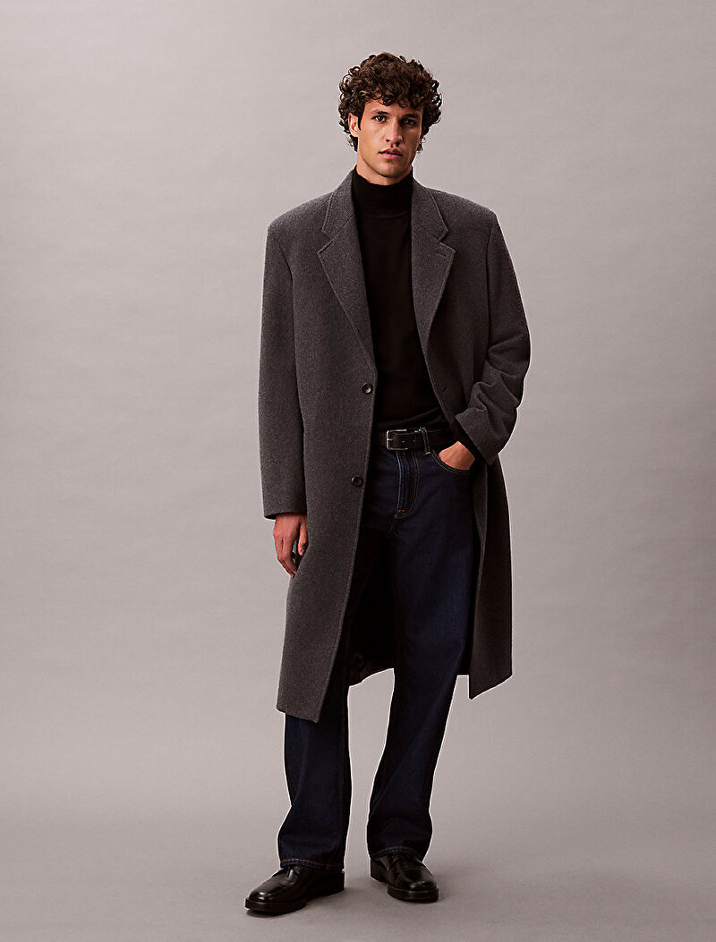 Calvin Klein Siyah Renkli Erkek Merino Mock Neck Kazak