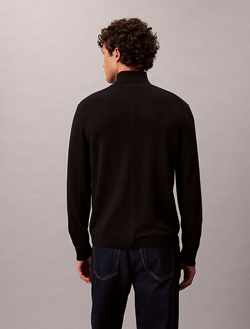 Calvin Klein Siyah Renkli Erkek Merino Mock Neck Kazak