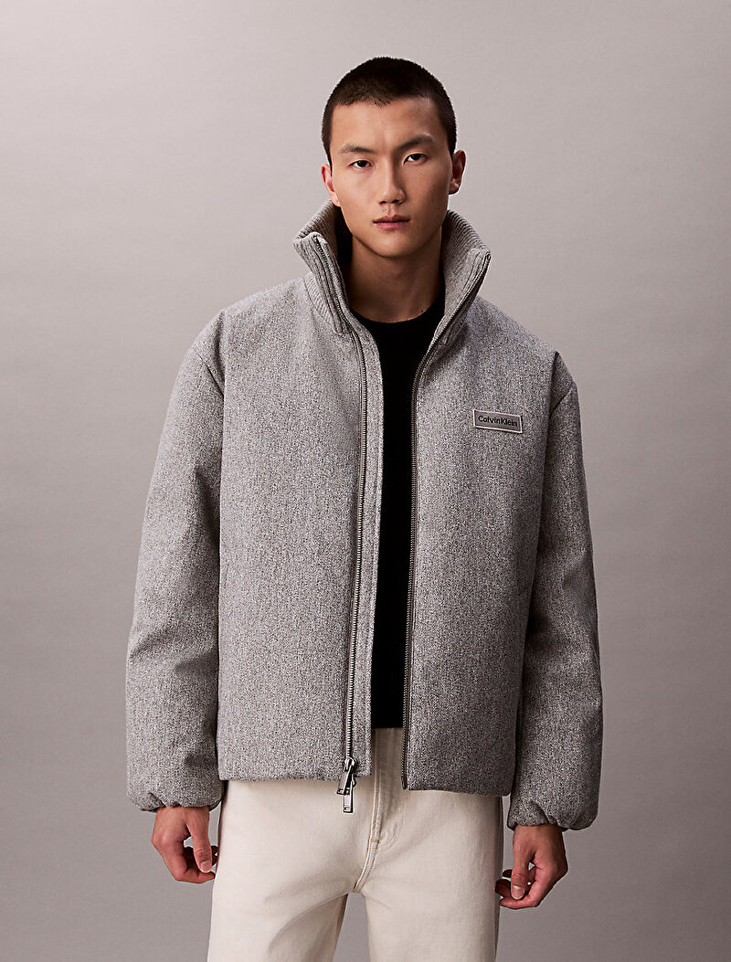 Calvin Klein Gri Renkli Erkek Melange Rib Neck Mont