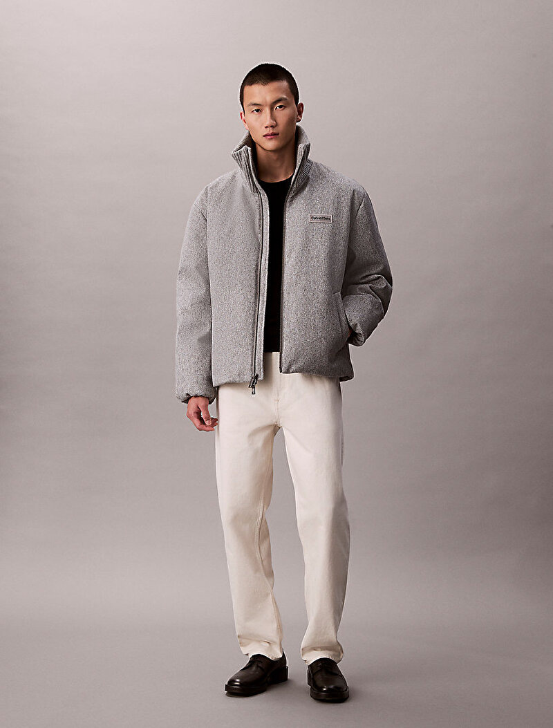 Calvin Klein Gri Renkli Erkek Melange Rib Neck Mont