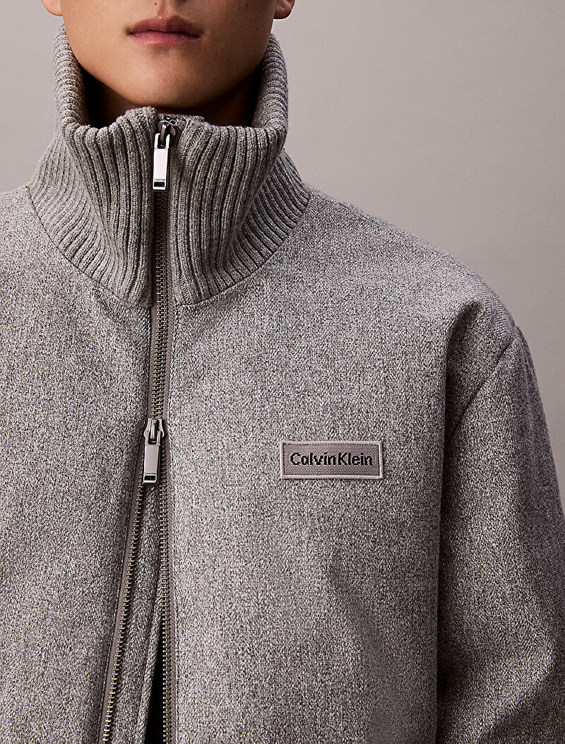 Calvin Klein Gri Renkli Erkek Melange Rib Neck Mont