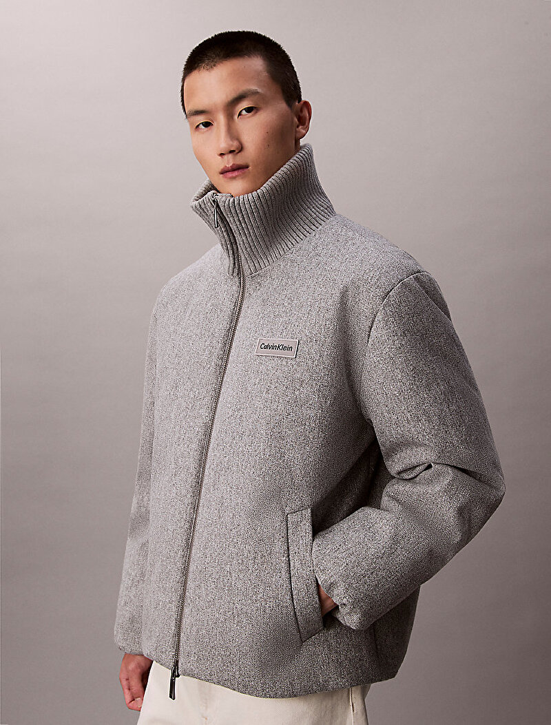 Calvin Klein Gri Renkli Erkek Melange Rib Neck Mont