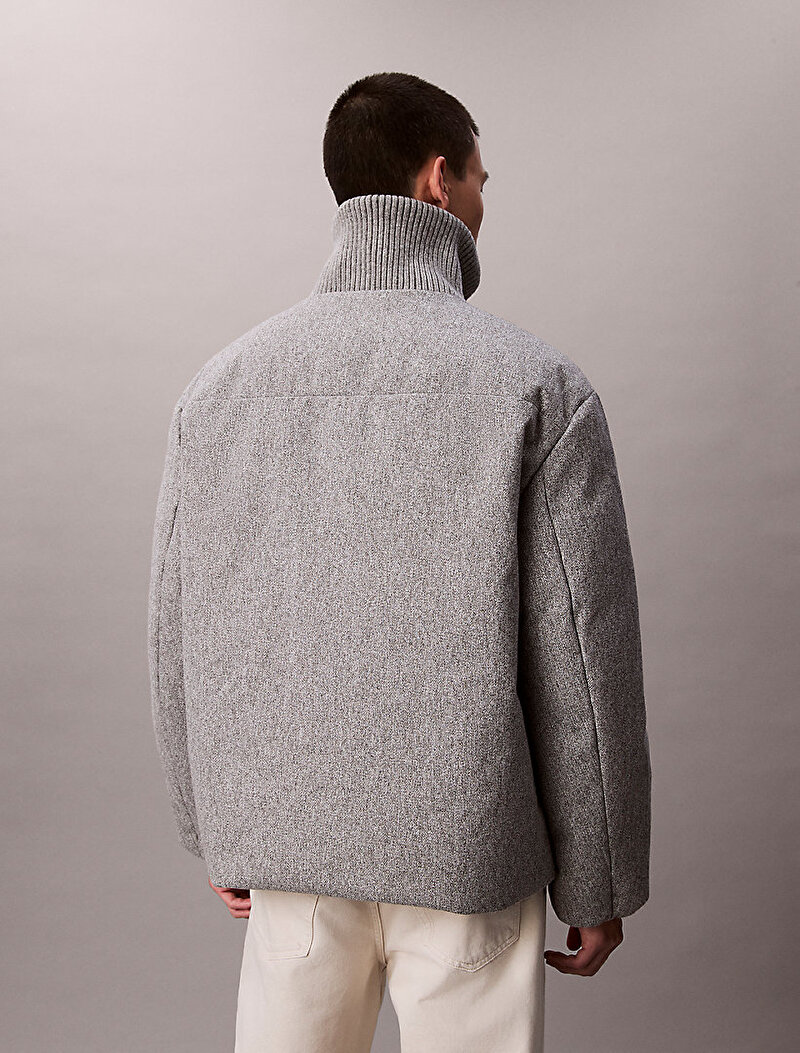 Calvin Klein Gri Renkli Erkek Melange Rib Neck Mont