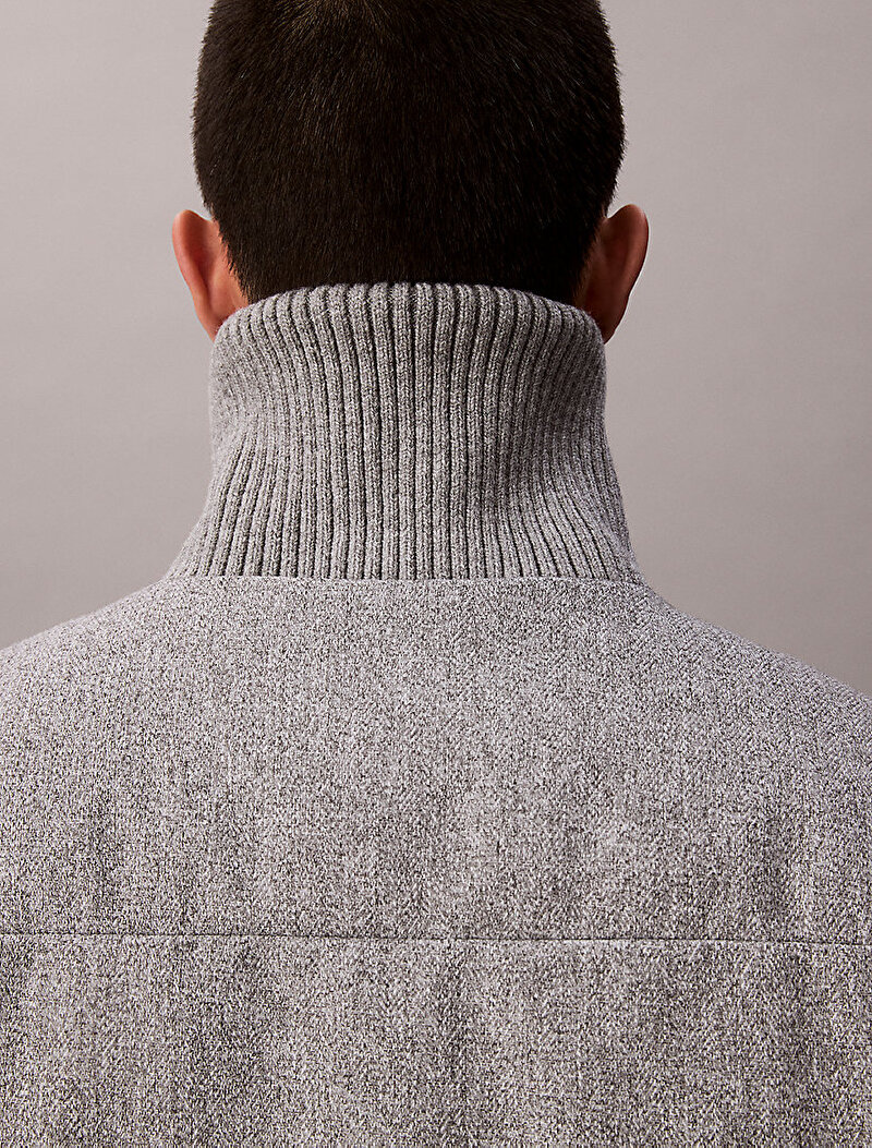 Calvin Klein Gri Renkli Erkek Melange Rib Neck Mont