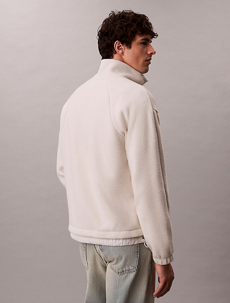 Calvin Klein Beyaz Renkli Erkek Polar Fleece Rib Sweatshirt