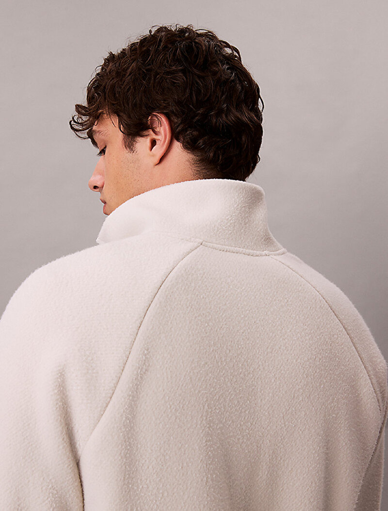 Calvin Klein Beyaz Renkli Erkek Polar Fleece Rib Sweatshirt