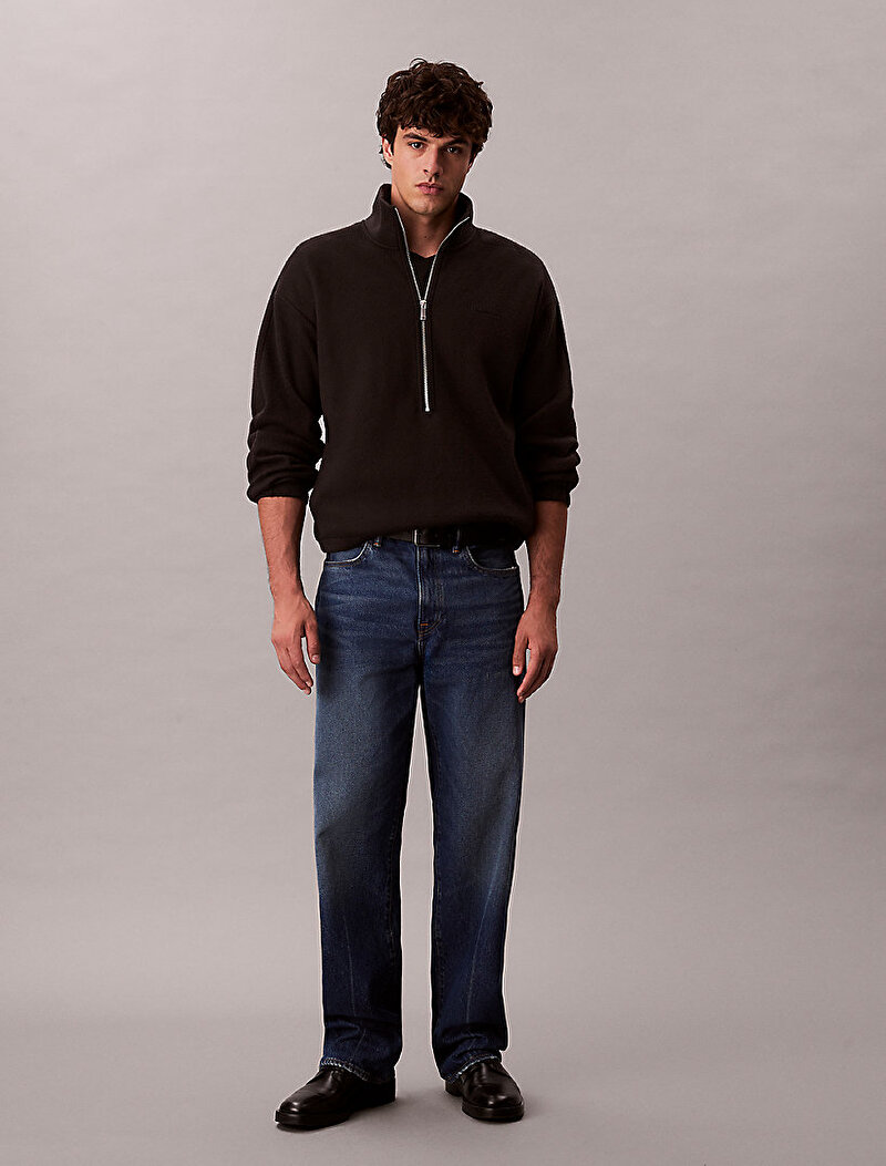 Calvin Klein Siyah Renkli Erkek Polar Fleece Rib Sweatshirt