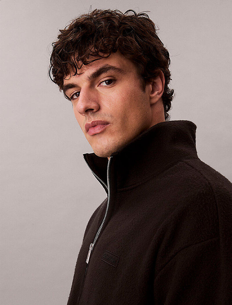 Calvin Klein Siyah Renkli Erkek Polar Fleece Rib Sweatshirt